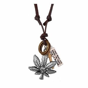 Maple leaf Men Necklace Punk Fashion Design Adjustable Pendant Necklace